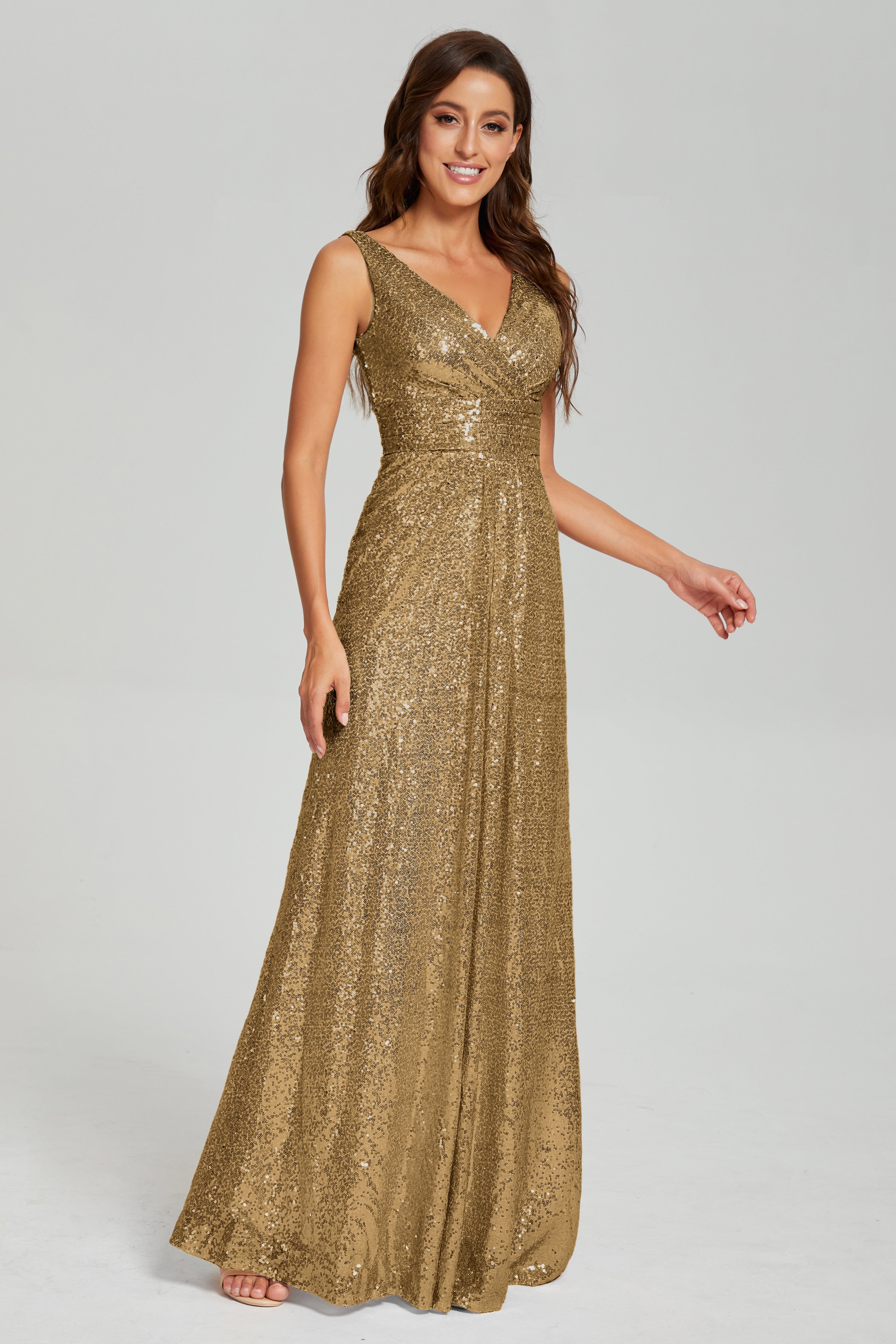 Sparkly Sequins Pleating Prom Dresses