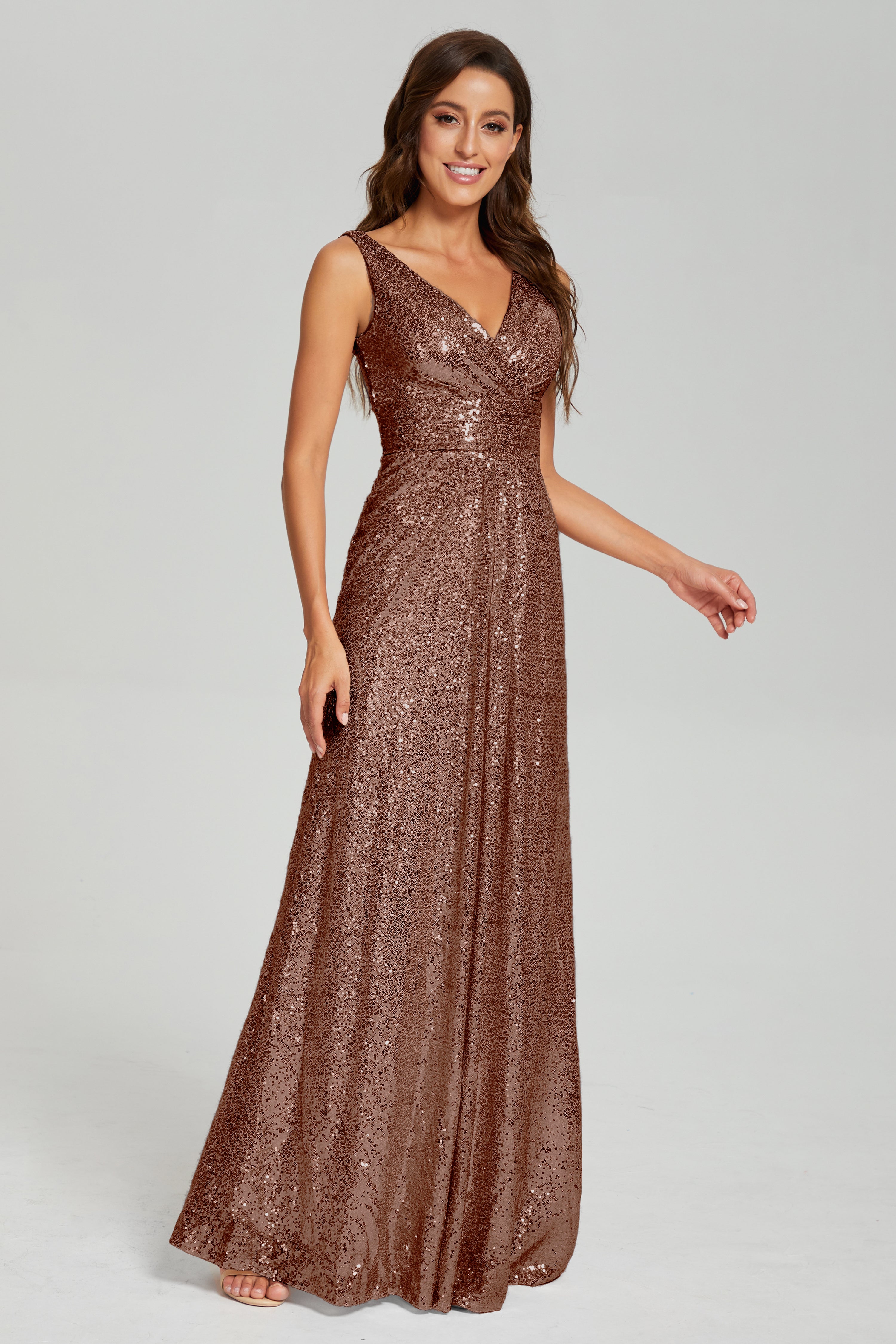 Sparkly Sequins Pleating Prom Dresses