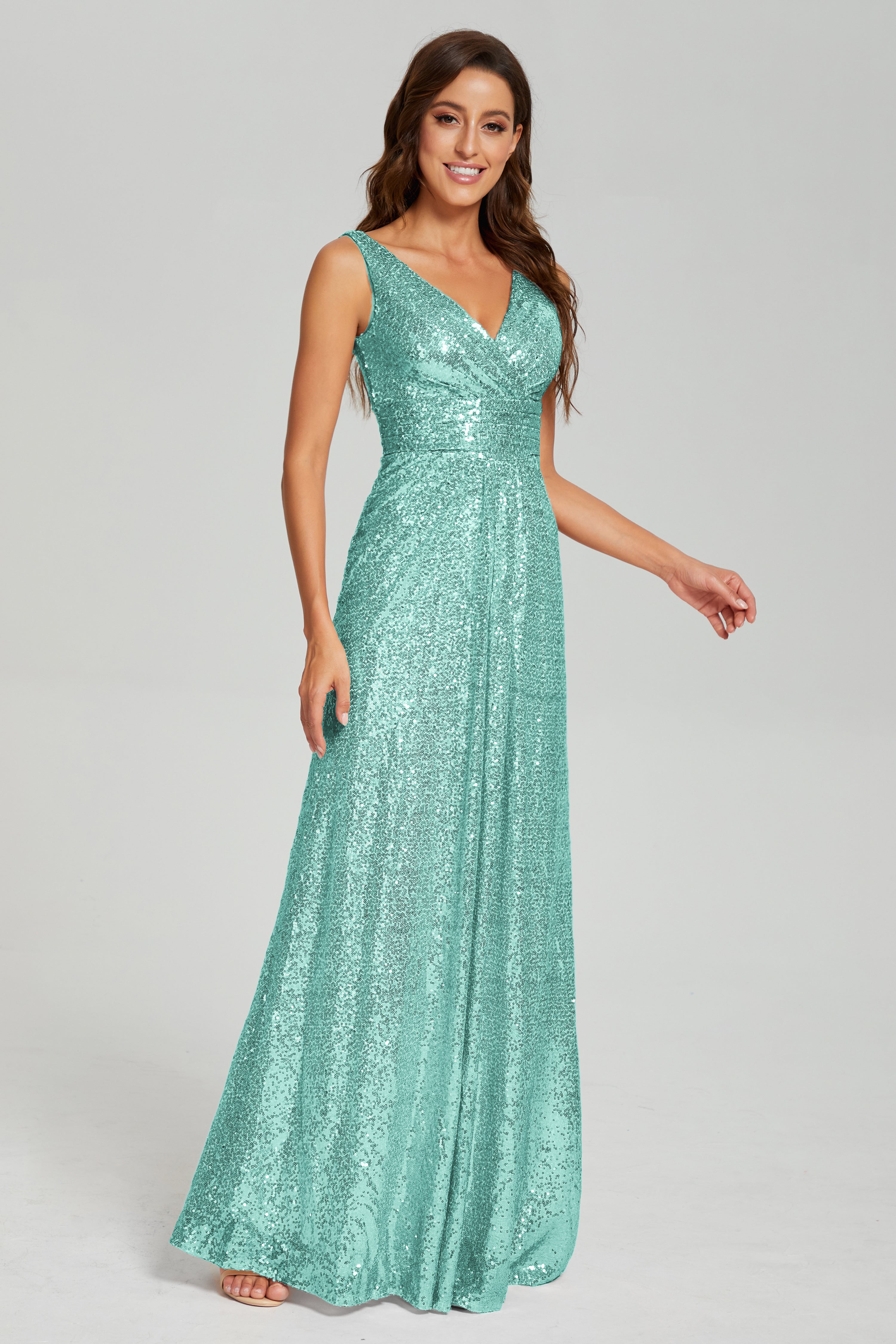 Sparkly Sequins Pleating Prom Dresses