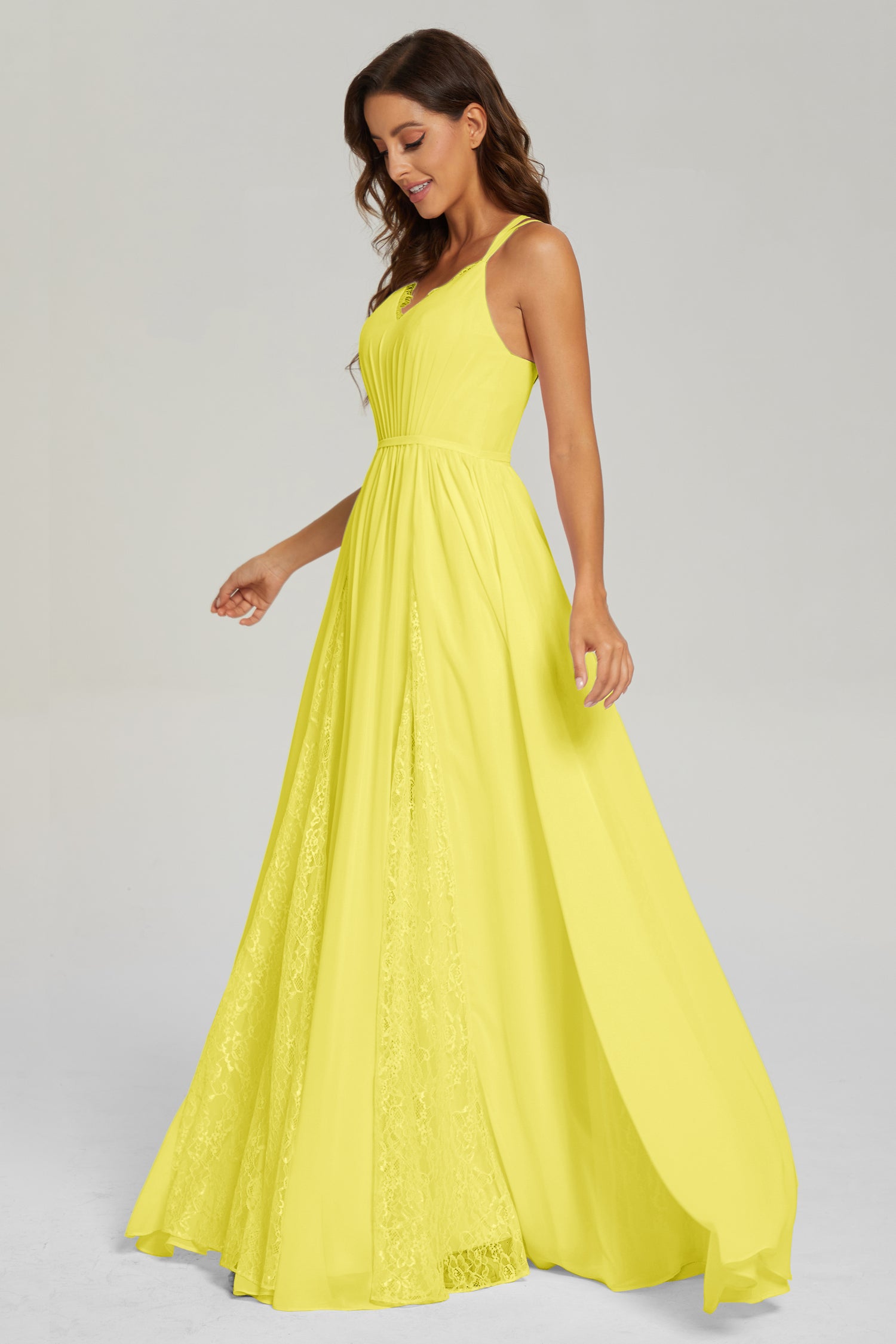 Lemon yellow prom clearance dress