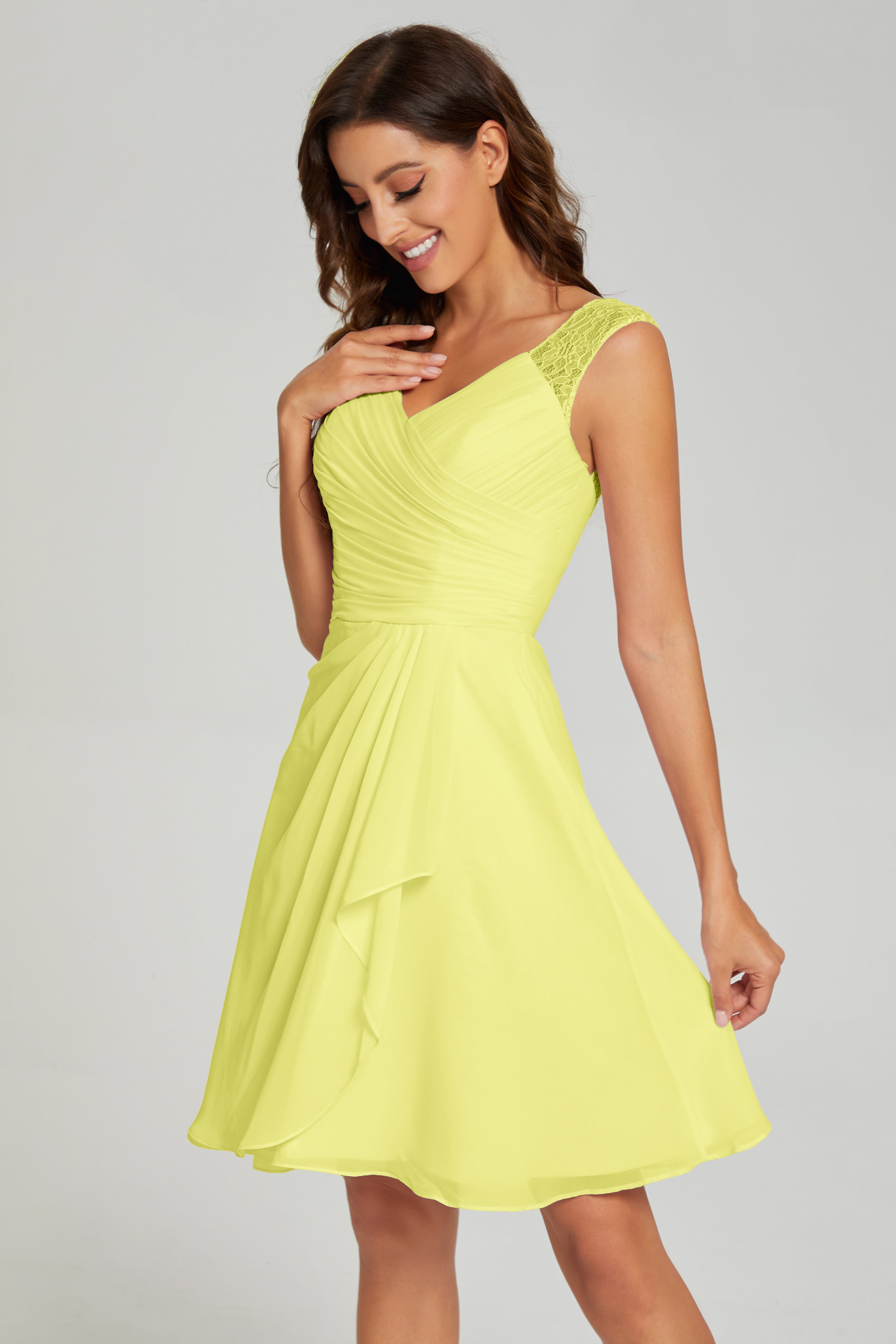 V-neck Knee Length Chiffon Prom Dresses